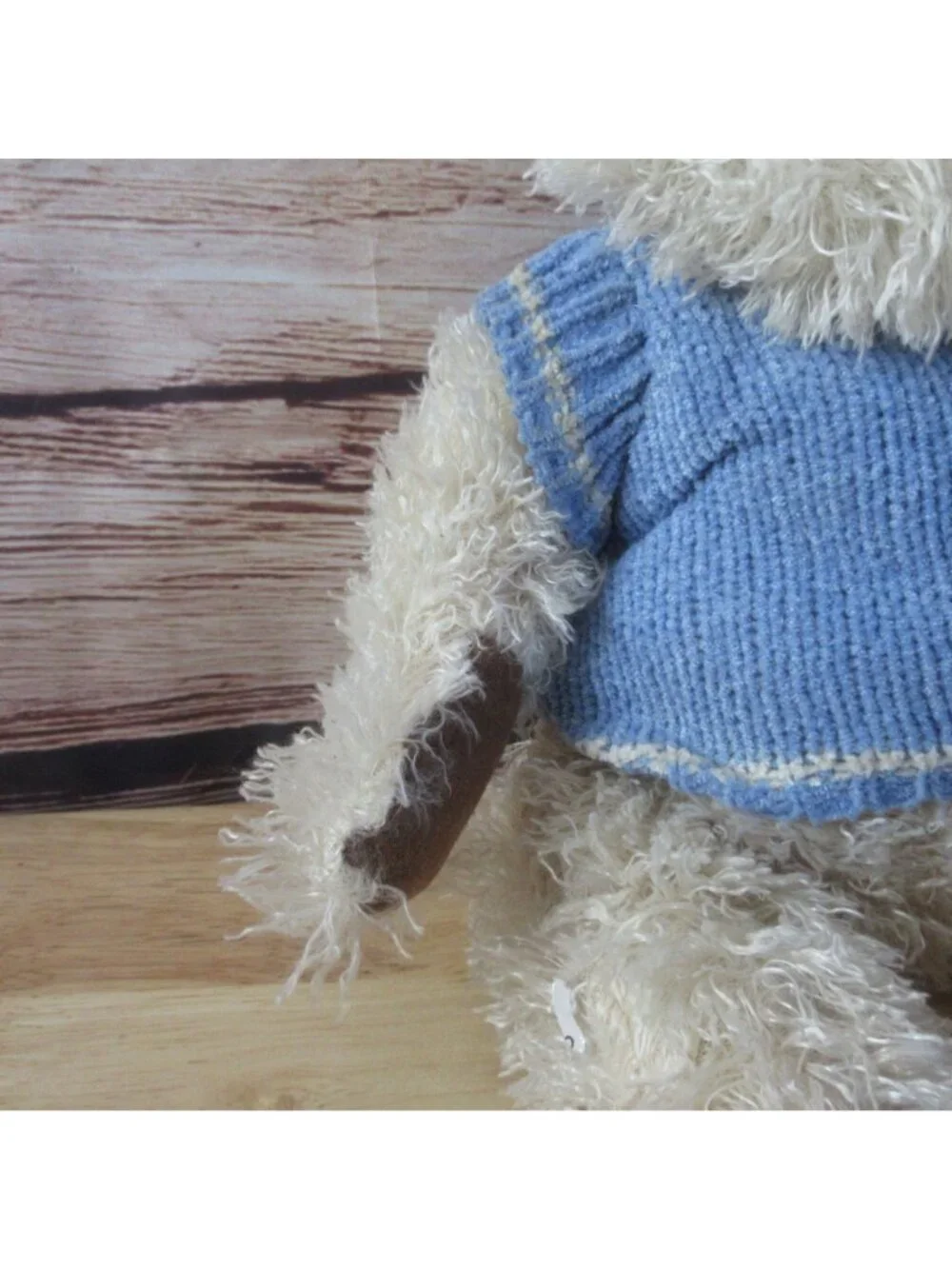 T-Design Las Vegas Cream Color Teddy Bear W/ Blue Sweater Plush Stuffed Bear